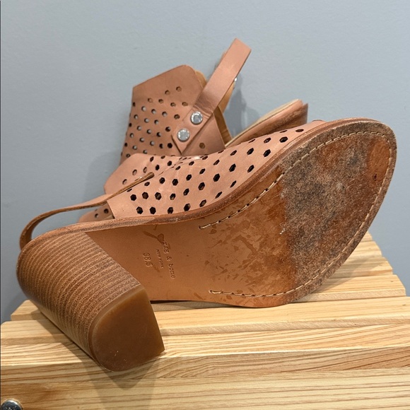 Rag & Bone Perforated Leather Slingback Booties Tan Block Heel Sandals US 8 - Picture 9 of 16